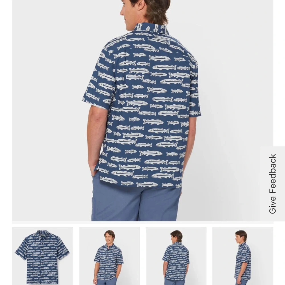 NWT Duluth Trading Co Men’s 3XL Action Shirt Blue Alligator Print Short Sleeve - Picture 6 of 8